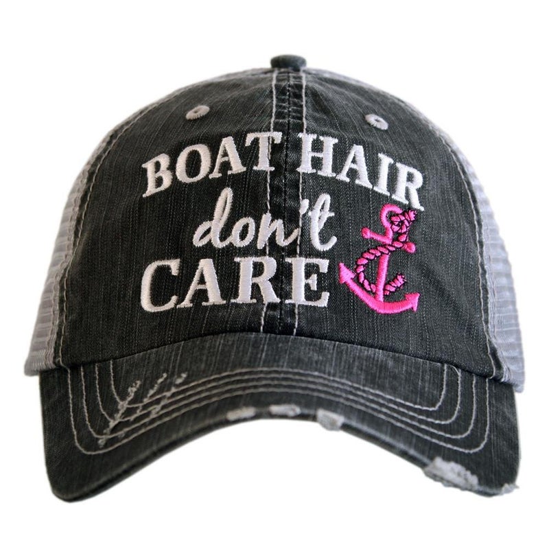 KATYDID Boat Hair Donâ€™t Care Baseball Cap - Trucker Hat for Women - Stylish Cute Sun Hat Pink - Image 1
